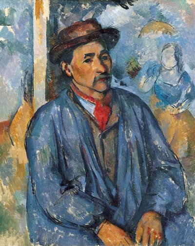 Man in een Blauwe Blouse door Paul Cézanne